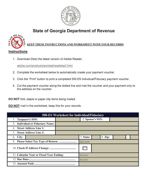 georgia department of revenue form 500 es
